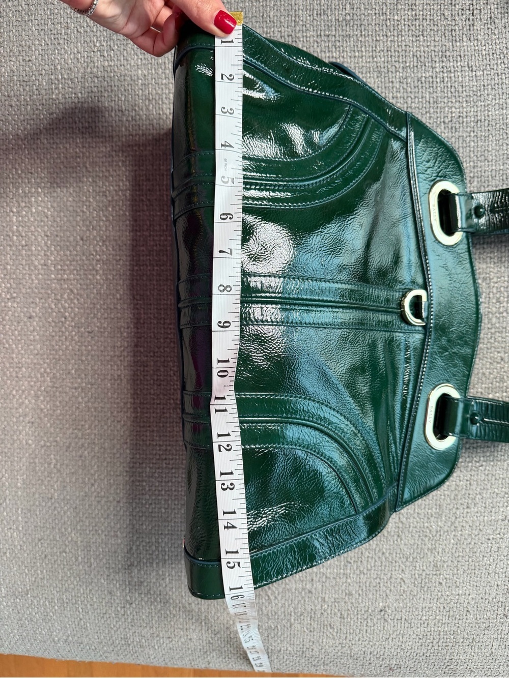 Authentic Bally Emerald Green Patent Leather Top Handle Bag | Rare Vernis Leathe - Picture 11 of 16